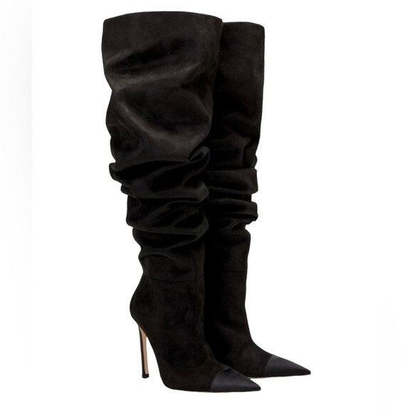 Good American Over the Knee Slouch Suede Boot Stiletto High Heel Thigh High - Picture 1 of 10